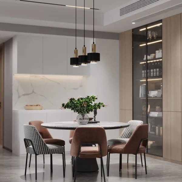 Luster na lanku RIF LUX 1xGX53/12W/230V pr. 15 cm čierna/lesklý chróm