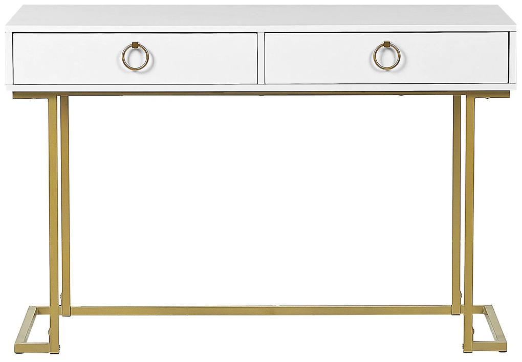 Konzolový stolík s 2 zásuvkami biela/zlatá WESTPORT Beliani