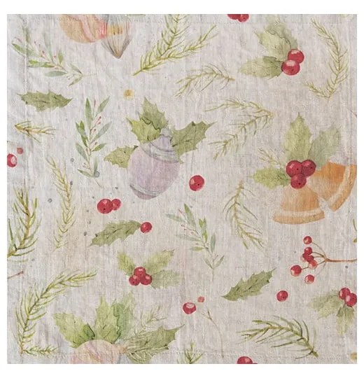 Látková vianočná pančucha Christmas Print Natural – Linen Tales