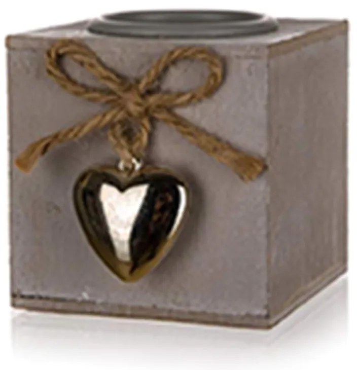 Kovová Sviečka Heart Prírodné Drevo 63917632