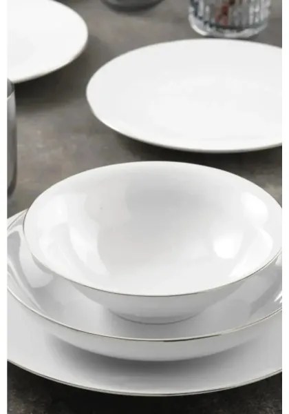 Jedálenská súprava 8 ks biela/strieborná/porcelán