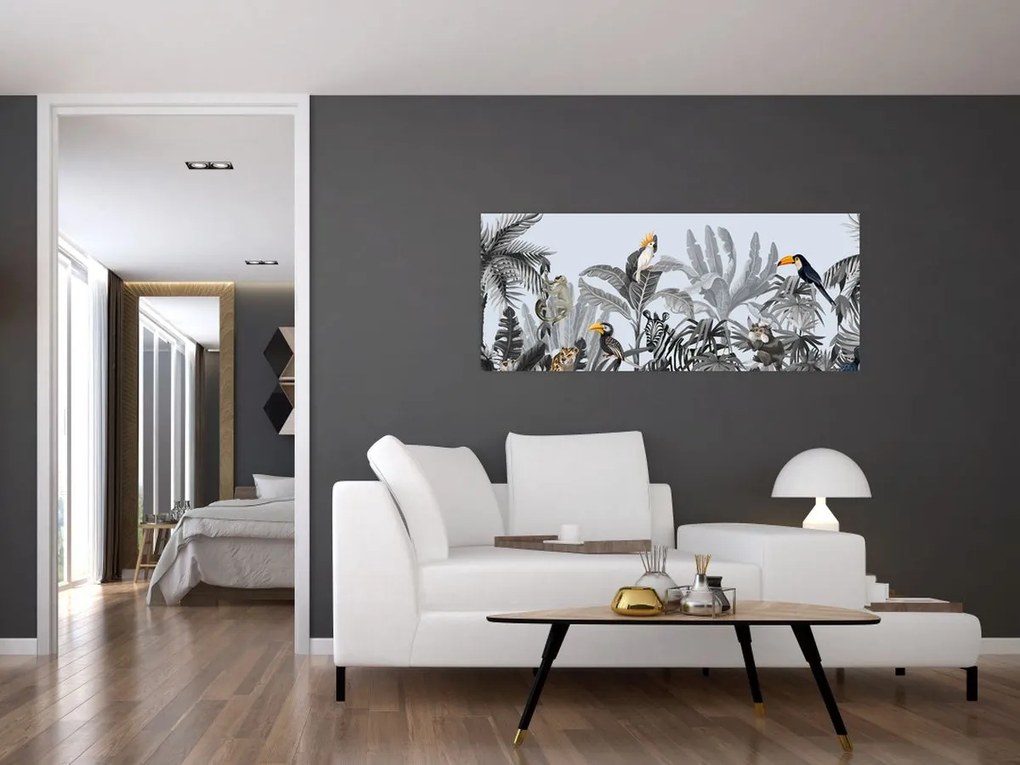 Obraz - Ilustrovaná džungľa (120x50 cm)
