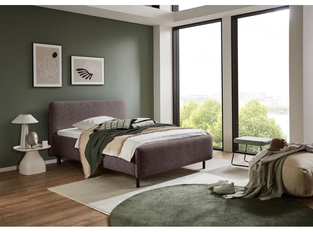 Antracitová čalúnená dvojlôžková posteľ s úložným priestorom s roštom 140x200 cm Primo – Meise Möbel