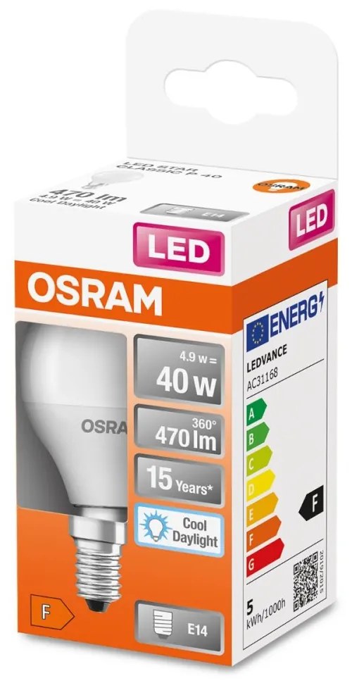 LED žiarovka E14 P40 5,5W = 40W 470lm 6500K Cold 200° OSRAM Star