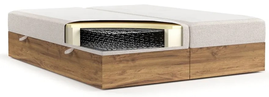 Boxspring posteľ s úložným priestorom 160x200 cm v prírodnej farbe/svetlohnedá Faro – Maison de Rêve