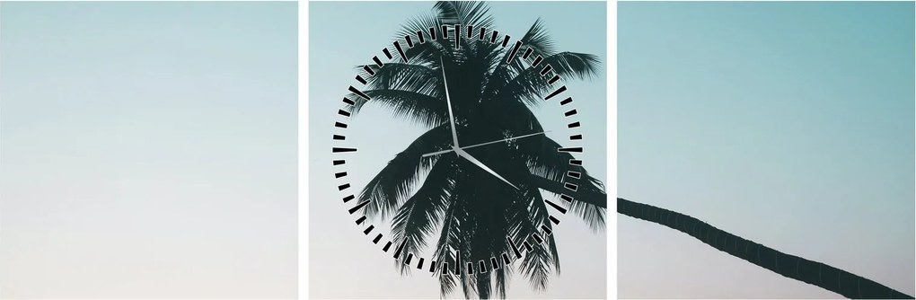 Obraz - Palma na Bali (s hodinami) (90x30 cm)