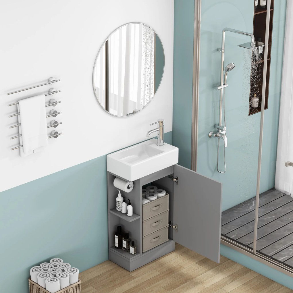 Voľne stojaca skrinka s umývadlom Houseland Ruvin 46 cm sivá