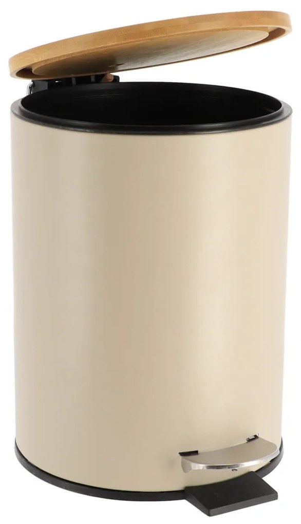 Odpadkový kôš Timeless, svetlobéžová/s drevenými prvkami, 2,5L