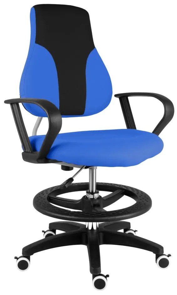 Detská rastúca stolička Neoseat KINDER — látka, čierna / modrá