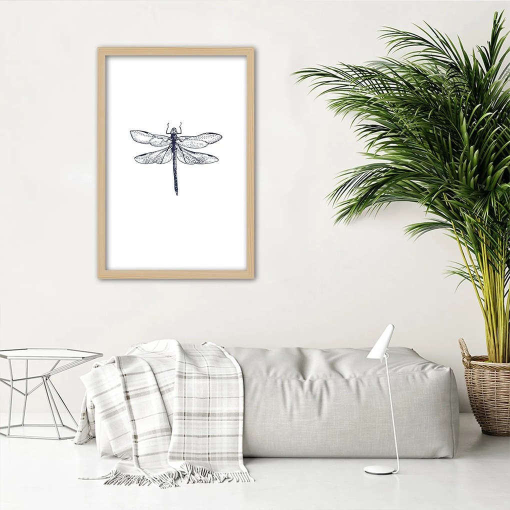 Gario Plagát Vážka nakreslená Farba rámu: Bez rámu, Rozmery: 40 x 60 cm