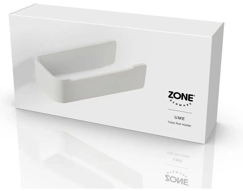 Biely nástenný kovový držiak na toaletný papier Ume – Zone