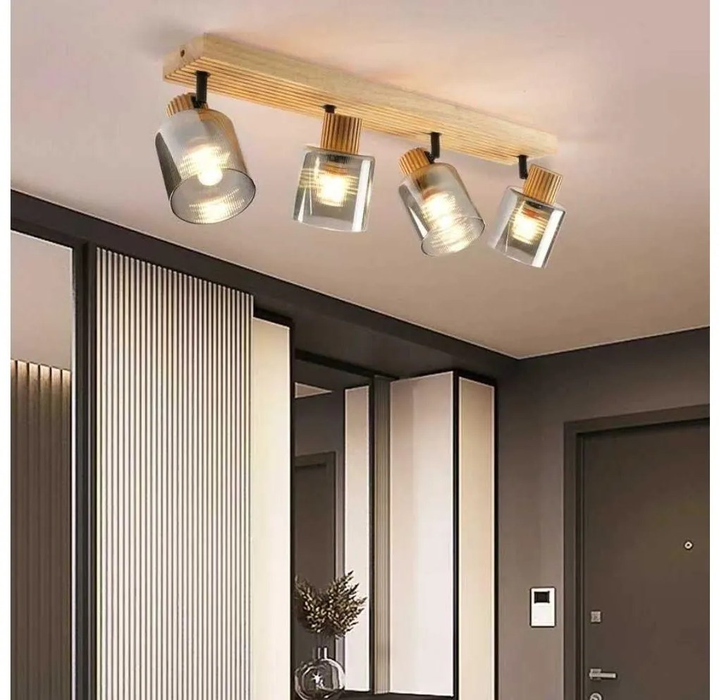 Brilagi - Bodové svietidlo HYGGE 4xE14/15W/230V kaučukovník/dymové