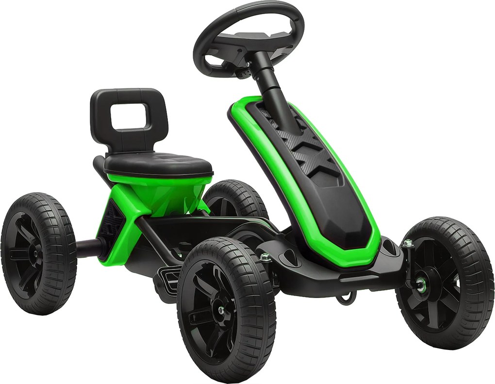 AIYAPLAY pedálový gokart — EVA protišmykové kolesá, kovový rám, nosnosť 30 kg, 2–5 rokov, zelený | Aosom