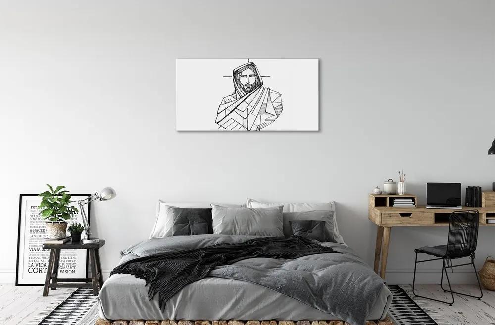 Sklenený obraz Ježiš výkres 125x50 cm