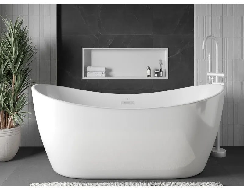 Mexen X-Wall-R, polička na zapustenie na obklad s golierom 90 x 30 cm, biela, 1920903010