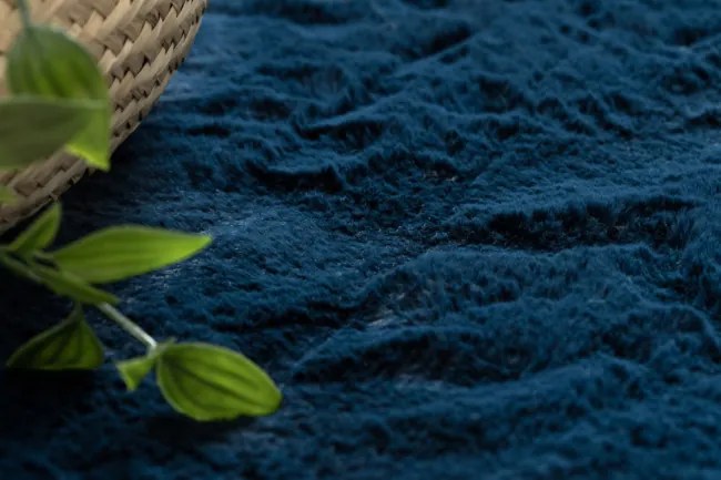Protišmykový koberec POSH kruh Shaggy navy granát, plyš
