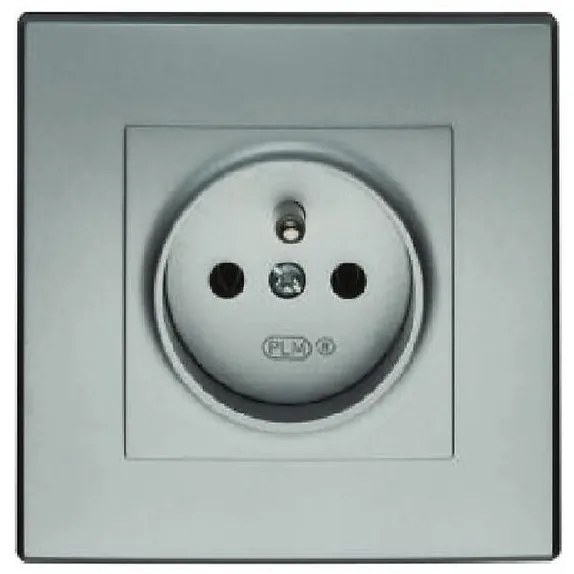 GP-1LZ Jednonásobná zásuvka s uzemnením strieborná metalíza