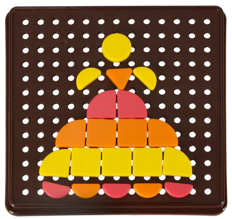 KIK Detská kreatívna mozaika 170 ks – puzzle 5 farieb, doska a 10 kariet (3+)