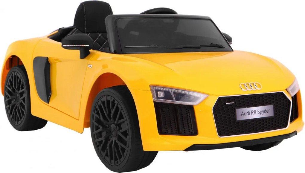 Ramiz Audi R8 Spyder batéria žltá + diaľkové ovládanie + EVA + pomalý štart + rádio MP3 + LED