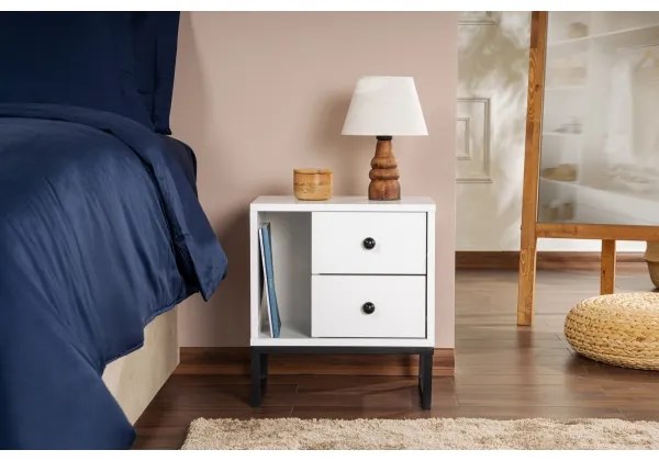 Nočný stolík GLIMMER 50x45,2 cm biela/čierna