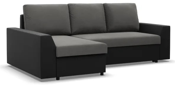 Rohová rozkladacia sedačka LUGO tmavosivá / čierna