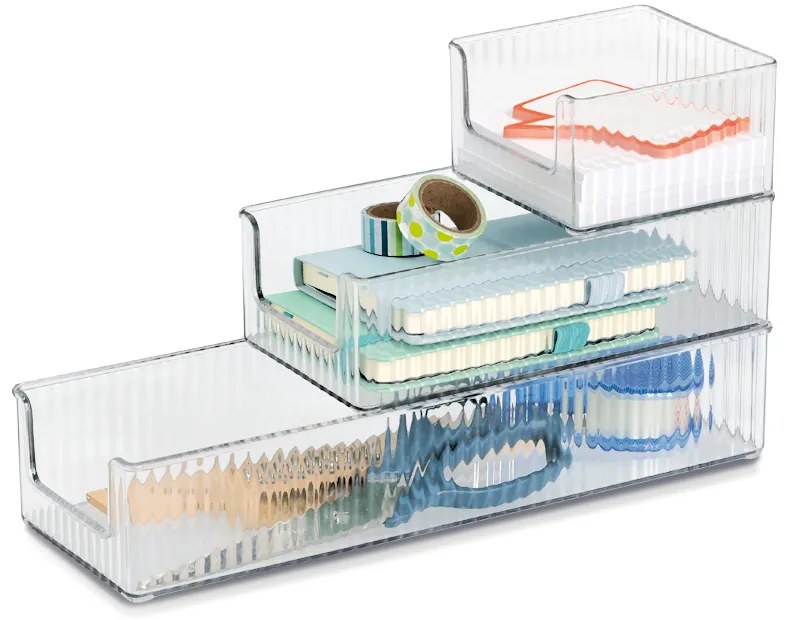 Zeller Present Stohovateľné organizéry transparentné, 3ks v sade PETITE