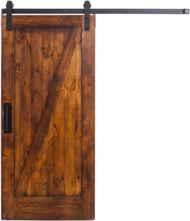 Barn door posuvné smrekové dvere velke Z v ráme 60cm, 203cm, hladký, surové drevo bez farby a laku