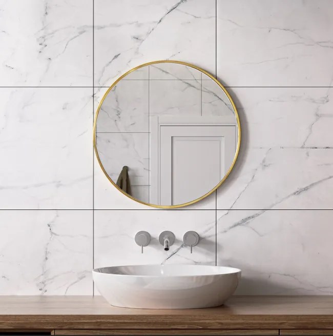 Erga Round, okrúhle zrkadlo 60cm, zlatý rám, ERG-V01-ROUND-6060-GD