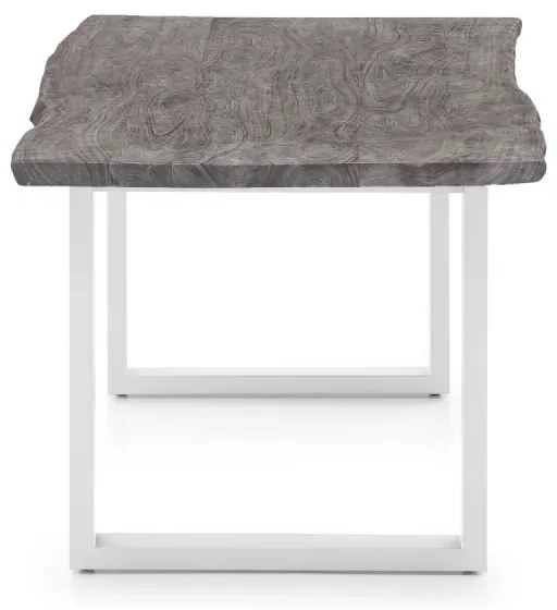 furniture-nabytek.cz - Masívny jedálenský stôl Bullwer z akácie a kovu, šedo-biely, lakovaný – 230×100 cm