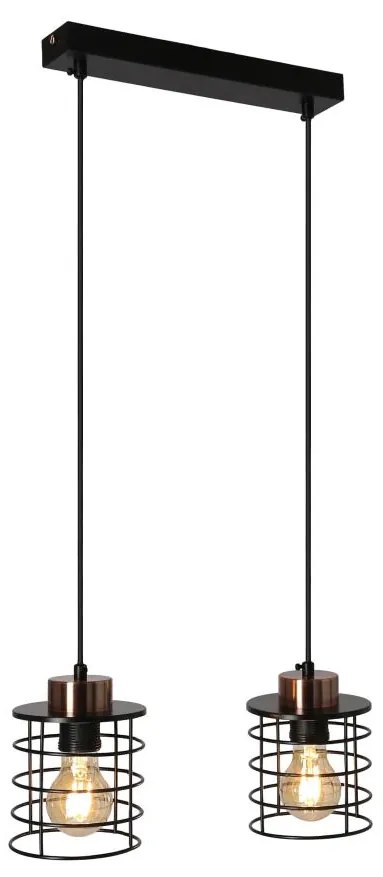 Luster na lanku GLOB 2xE27/40W/230V čierna