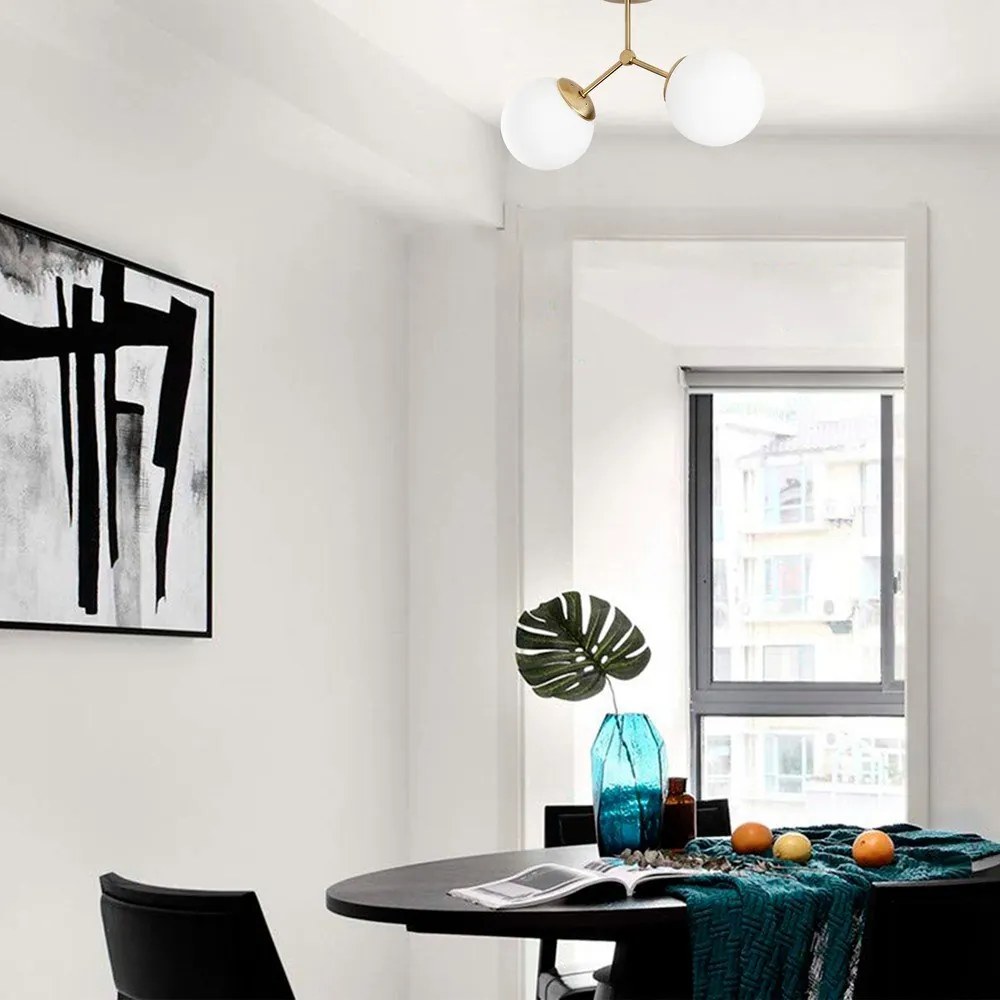 Biele/v mosadznej farbe stropné svietidlo so skleneným tienidlom 15x44 cm Damar – Opviq lights