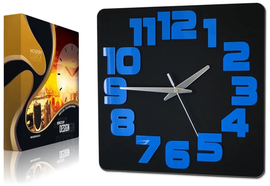 Nástěnné hodiny Logic černo-modré