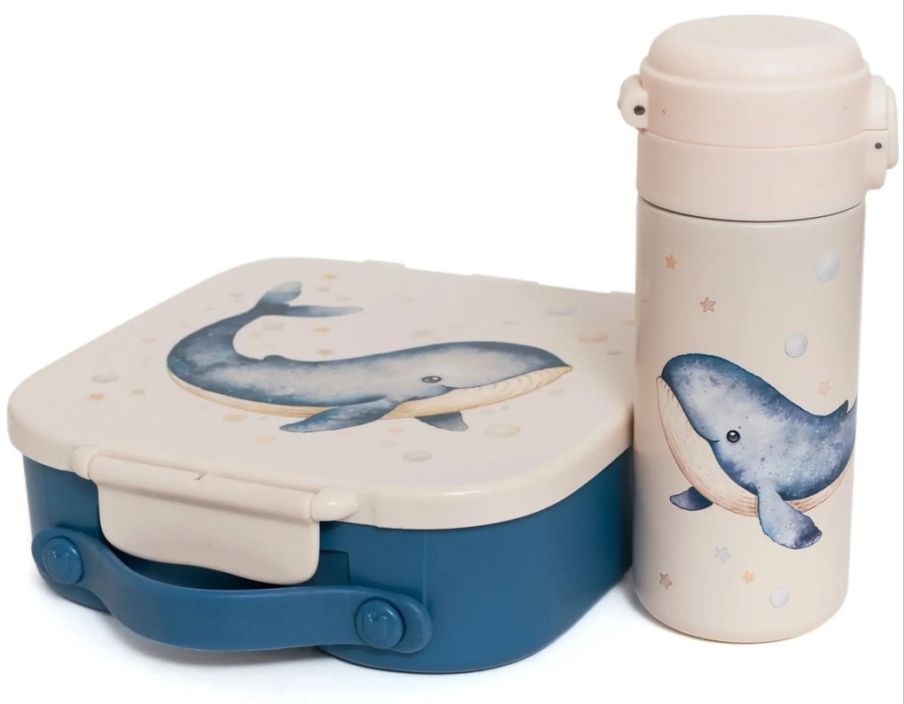 PETIT MONKEY Detská termo fľaša Whale 350 ml
