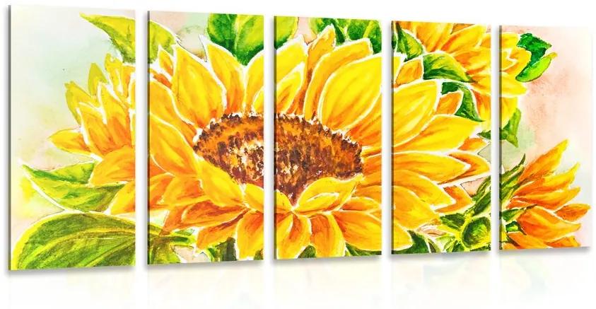 5-dielny obraz nádherná slnečnica Varianta: 100x50
