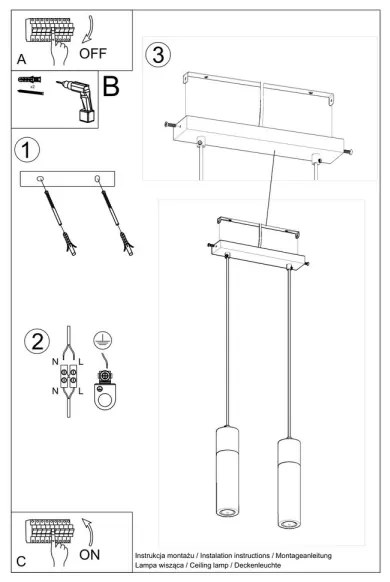 Sollux SL.0966 - Luster na lanku ZANE 2xGU10/40W/230V betón/drevo