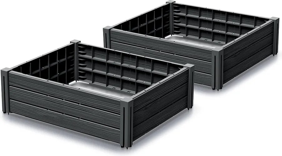 Sada 2 ks vyvýšených záhonů Bas Planty 75,6 cm antracitová