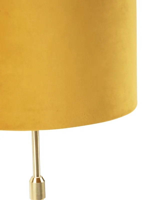 Stolná lampa zlatá/mosadzná so žltým zamatovým tienidlom 25 cm - Parte