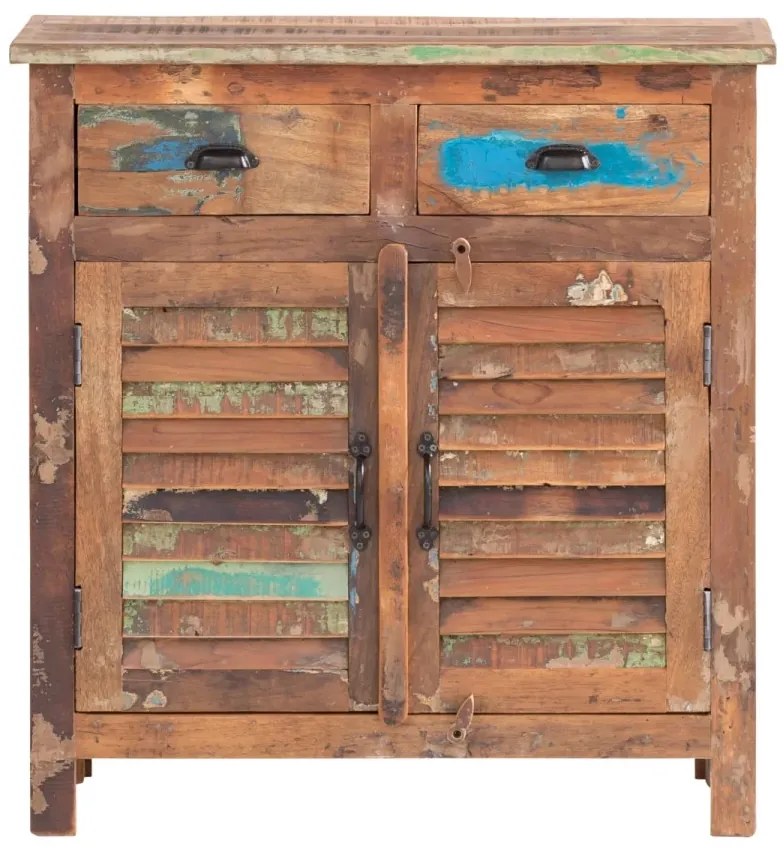 furniture-nabytek.cz - Masívna komoda Wakefield z recyklovaného dreva, lakovaná, viacfarebná – 85×42×90 cm