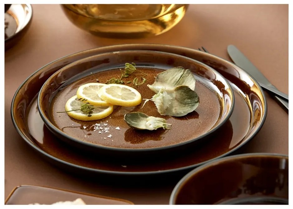 Čierny/jantárový kameninový tanier ø 27 cm Gastro Black/Amber – Bitz