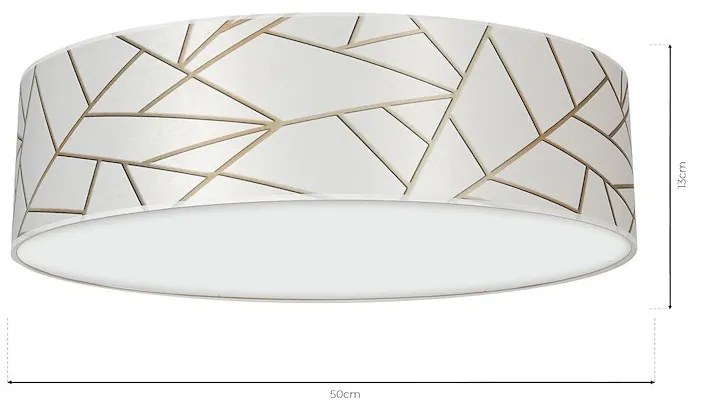 Stropné svietidlo Ziggy Round, 1x biele/zlaté textilné tienidlo, (biele plexisklo), (fi 50 cm)