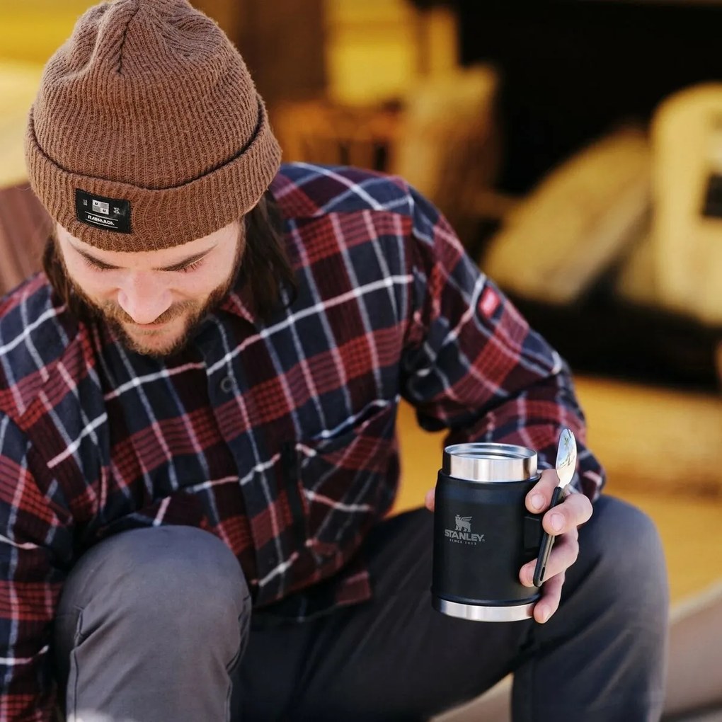 STANLEY termoska jedálenská 400ml s lyžicou/vidličkou čierna mat