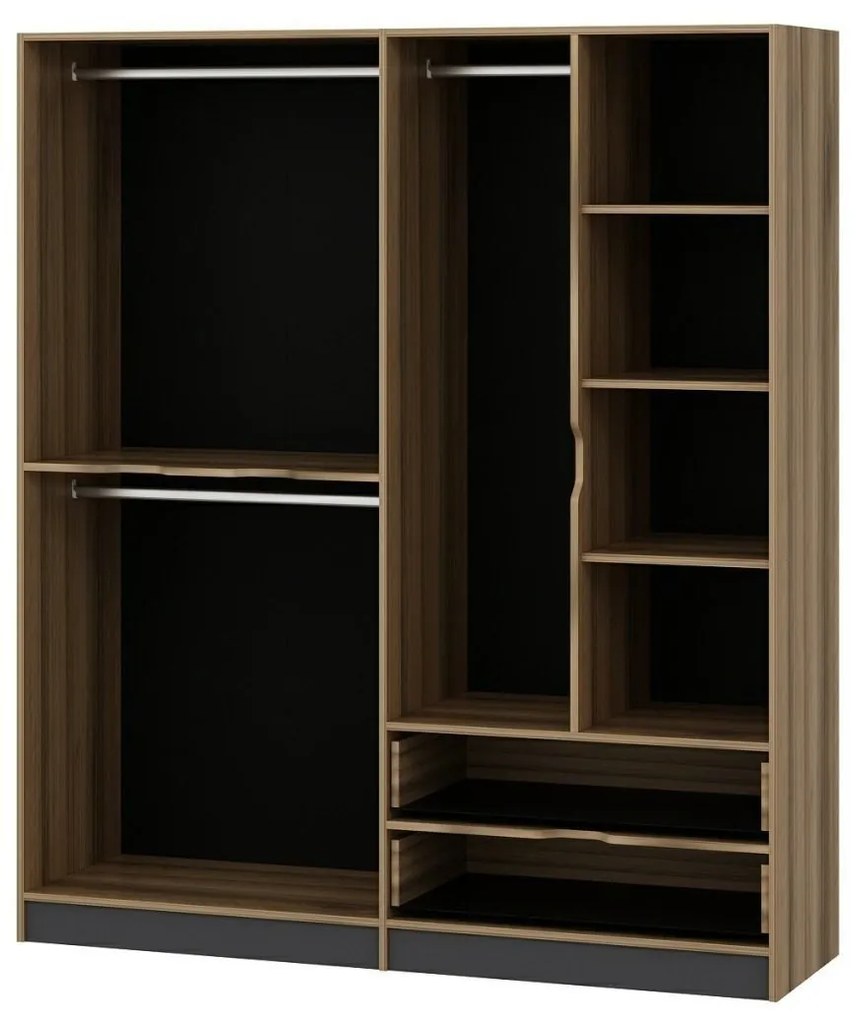 Šatníková skriňa Elina 180 cm grafit/orech