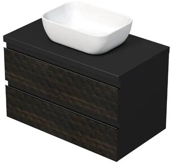 Kúpeľňová skrinka s krycou doskou SAT Cube Way 80x47,5x46 cm hnedá mat CUBE3D46802ZHKD