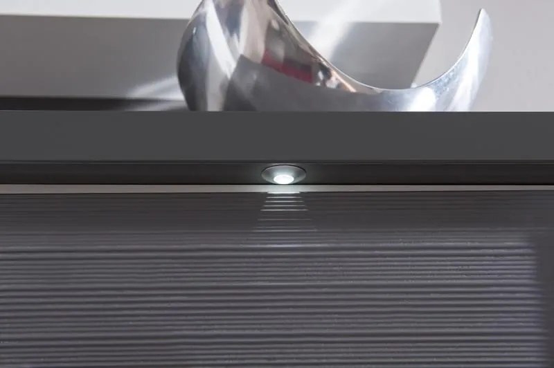 Vysoká vitrína Caracas typ 02, grafit / biely lesk, s osvetlením