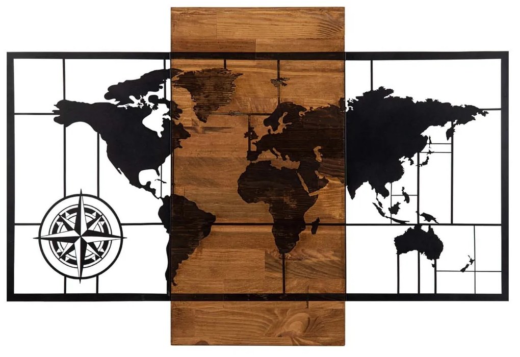 World Map Wıth Compass