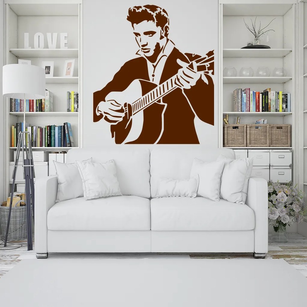 Veselá Stena Samolepka Elvis Presley Farba: fialová, Veľkosť: 80 x 76 cm
