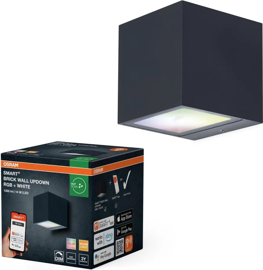 Osram - LED RGBW stmievateľné vonkajšie nástenné svietidlo SMART+ BRICK LED/14W/230V IP44 Wi-Fi