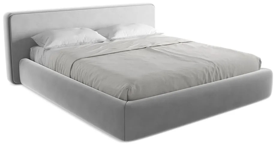 Sivá čalúnená dvojlôžková posteľ s úložným priestorom s roštom 180x200 cm Kiana – Makamii