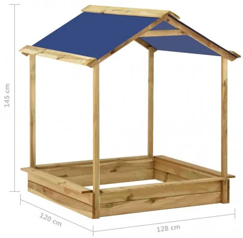 vidaXL Vonkajší domček s pieskoviskom 128x120x145 cm borovicové drevo-
