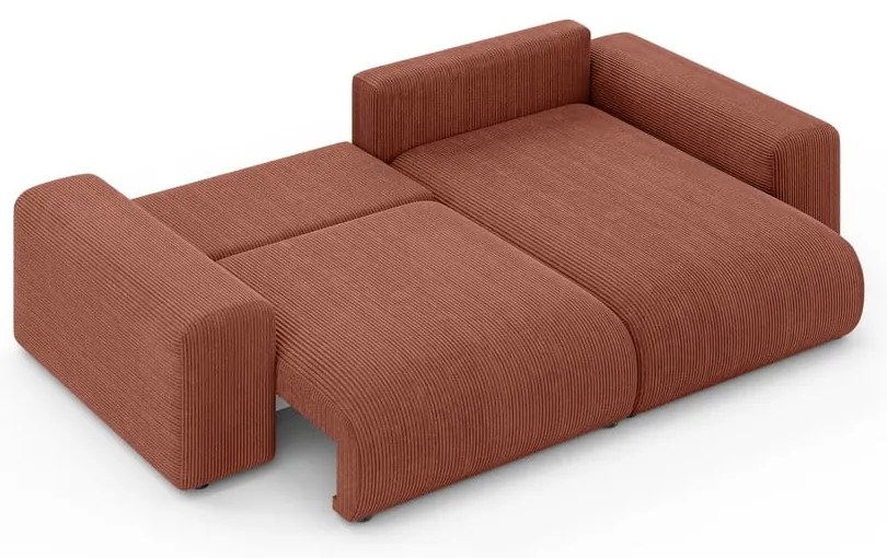 Menčestrová rozkladacia rohová pohovka s úložným priestorom v tehlovej farbe (variabilný roh) Luma – Ropez